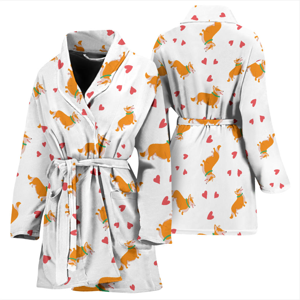 Cardigan Welsh Corgis Pattern Print Design 04 Women Bathrobe