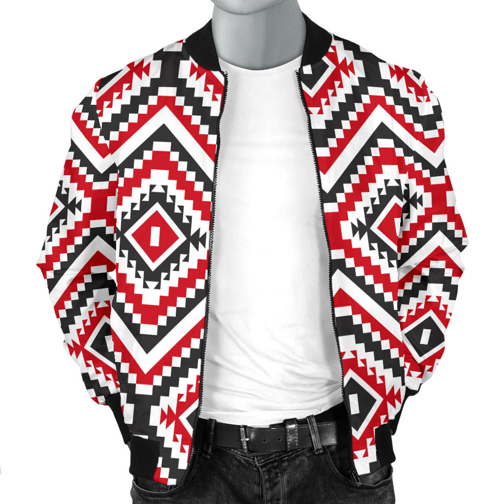 Native American Themed Tribal Print Men Bomber Jacket