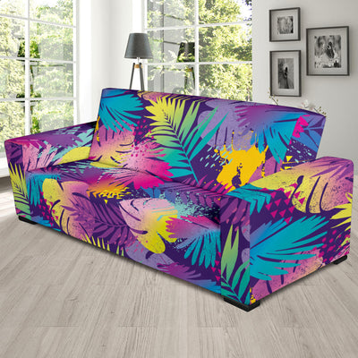 Palm Leaf Pattern Print Design A04 Sofa Slipcover