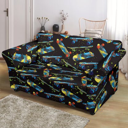 Skateboard Print Design LKS305 Loveseat Couch Slipcover