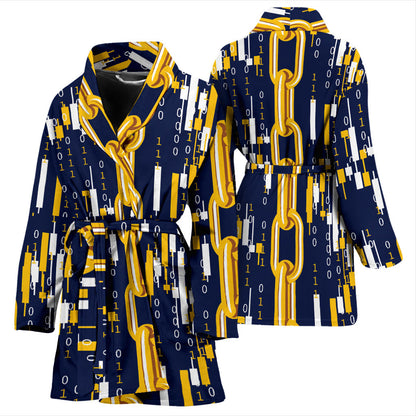 Cryptocurrency Chain Pattern Print Design 03 Women Bathrobe