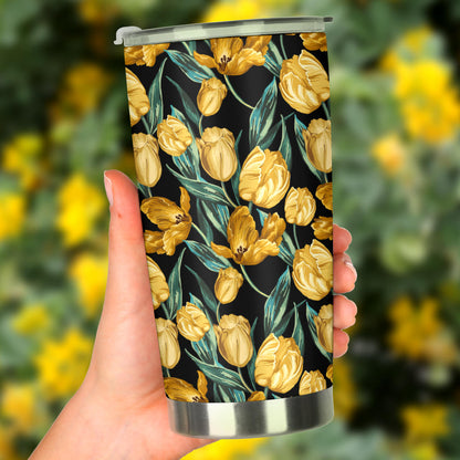 Elegant Yellow Tulip Print Tumbler