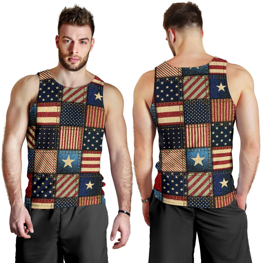 American flag Patchwork Design Men Tank Top