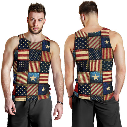 American flag Patchwork Design Men Tank Top