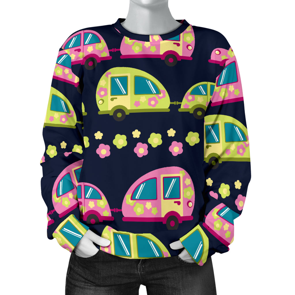 Camper Cute Camping Design No 3 Print Women Long Sleeve Sweatshirt