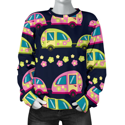 Camper Cute Camping Design No 3 Print Women Long Sleeve Sweatshirt
