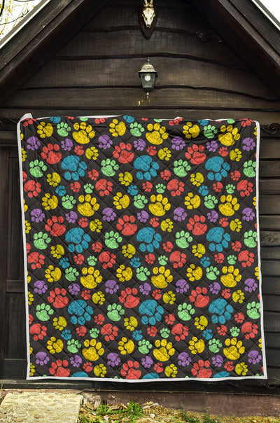 Paw Colorful Print Quilt Bedspread