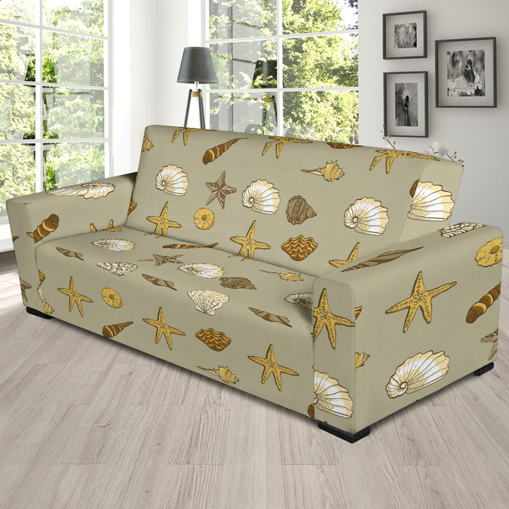Seashell Beach Print Design LKS303 Sofa Slipcover
