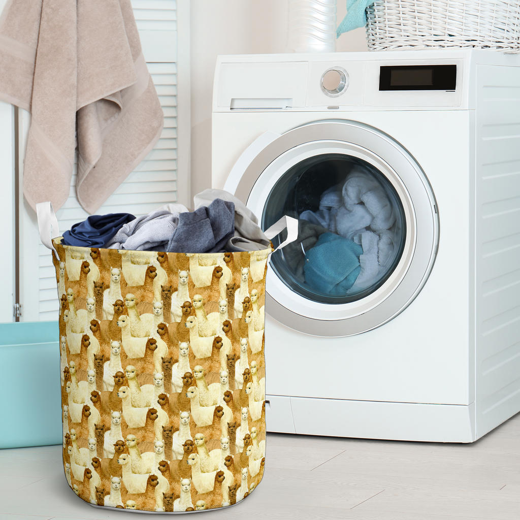 Alpaca Watercolor Design Themed Print Laundry Basket