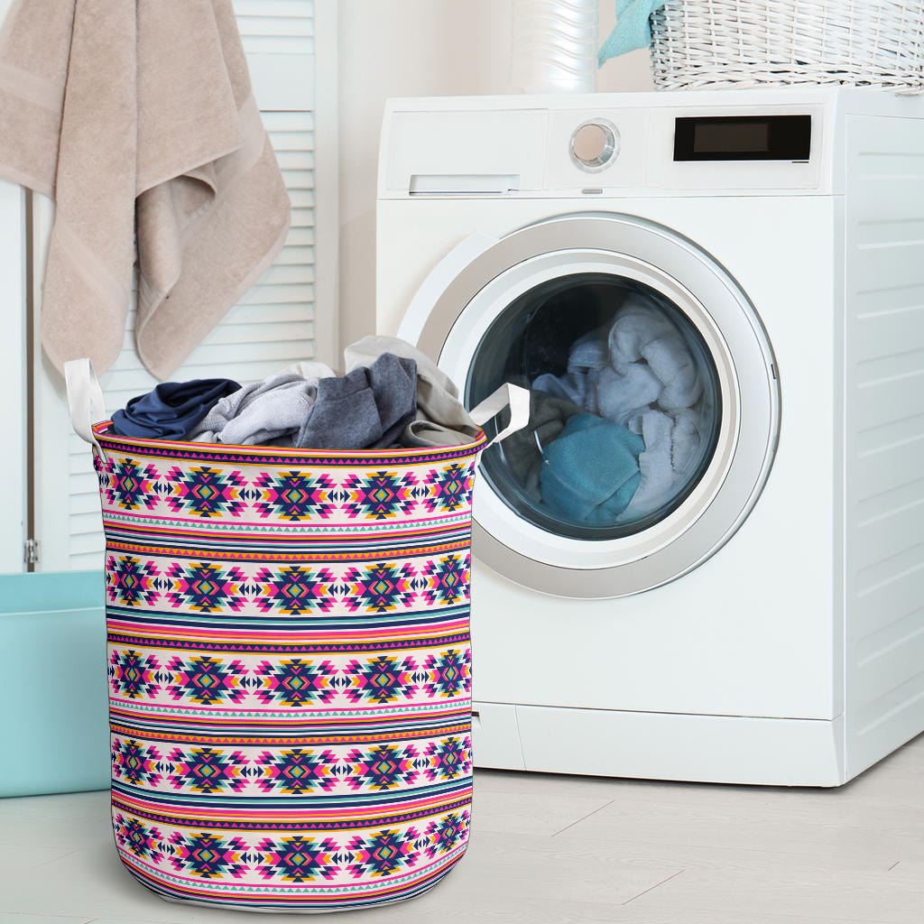 Indian Navajo Neon Themed Design Print Laundry Basket