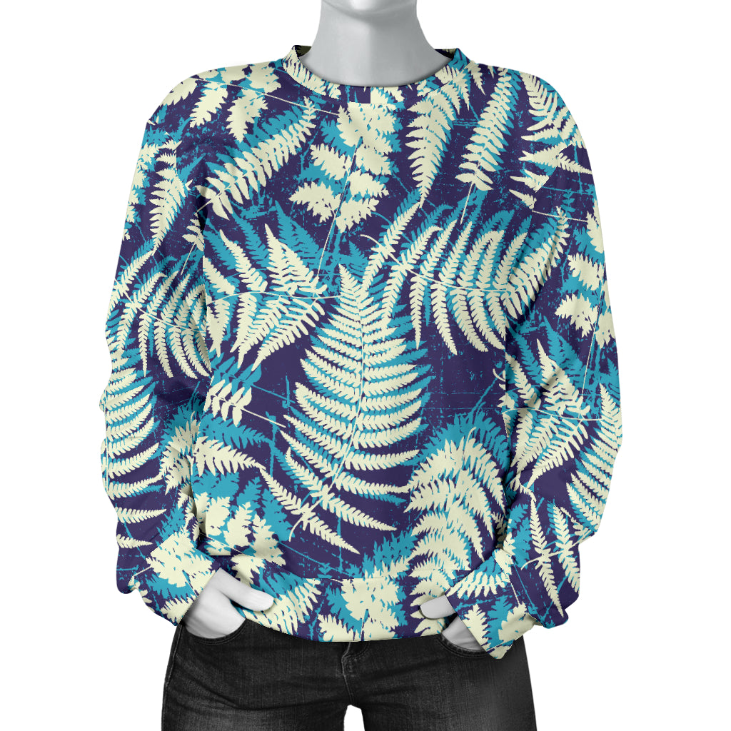 Fern Leave Summer Print Pattern Women Long Sleeve Sweatshirt