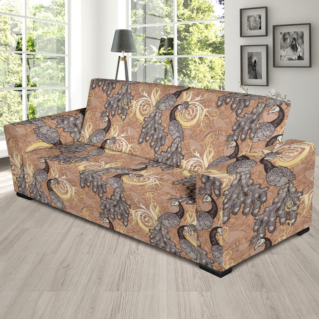 Peacock Pattern Print Design A05 Sofa Slipcover