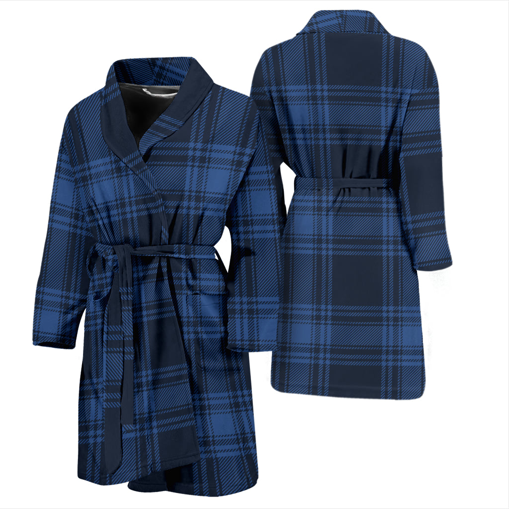 Tartan Blue Print Design LKS304 Men Bathrobe