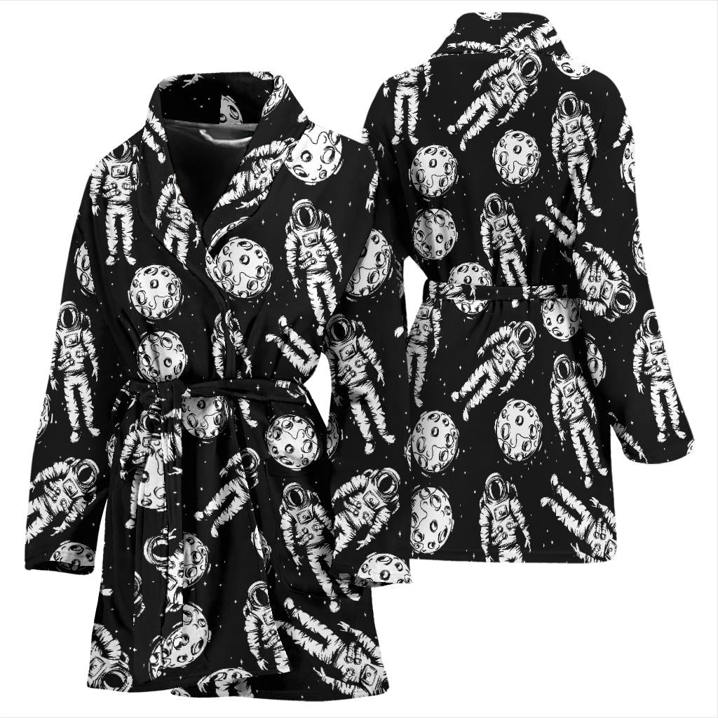 Astronaut Pattern Print Design 03 Women Bathrobe