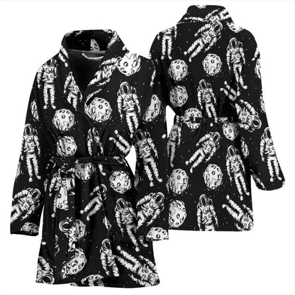 Astronaut Pattern Print Design 03 Women Bathrobe
