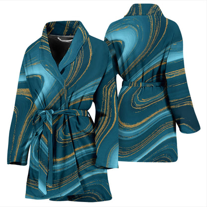 Liquid Pattern Print Design 04 Women Bathrobe