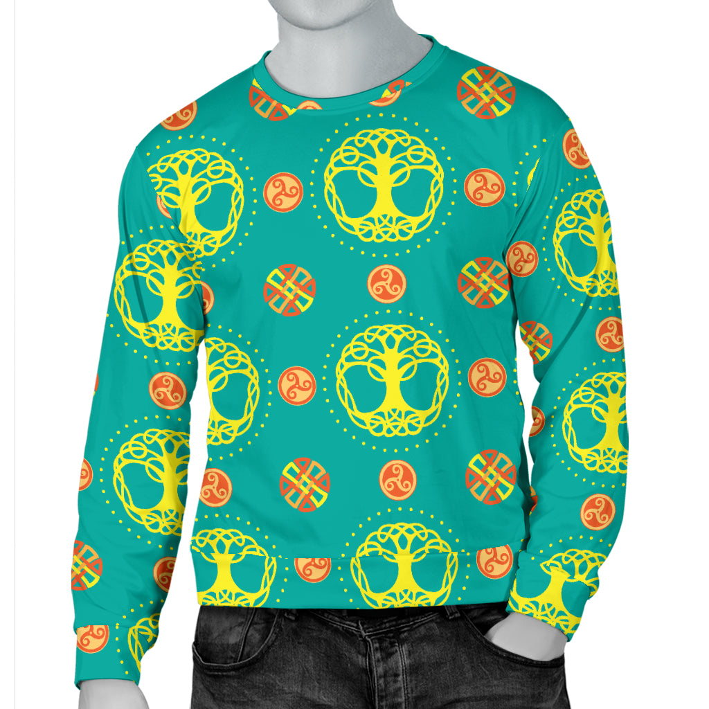 Celtic Tree of Life Print Pattern Men Long Sleeve Sweatshirt