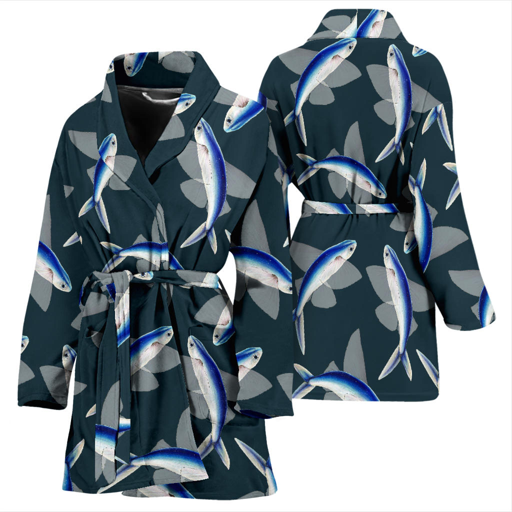 Flying Fish Pattern Print Design 04 Women Bathrobe