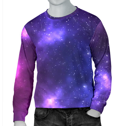 Celestial Purple Blue Galaxy Men Long Sleeve Sweatshirt