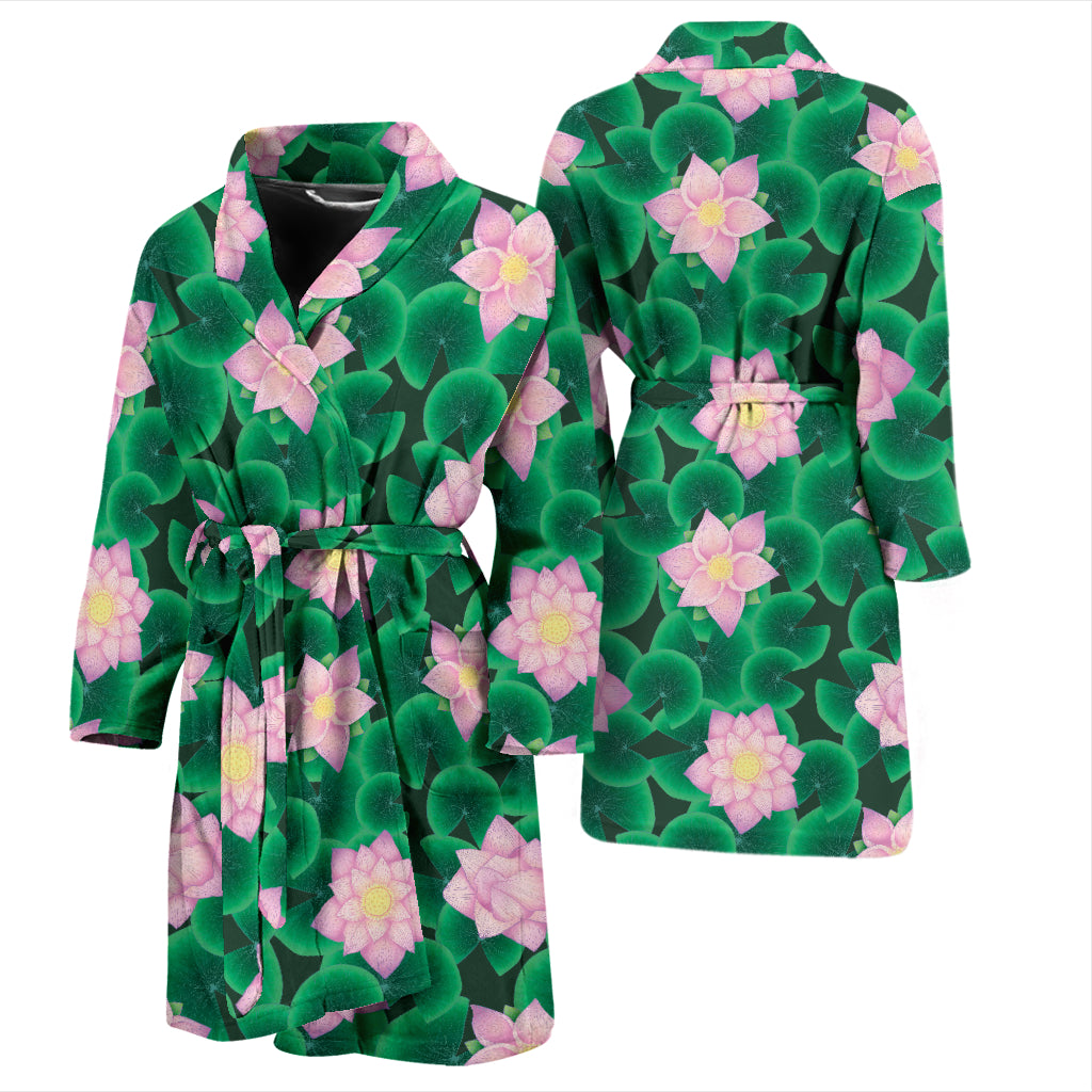 Water Lily Print Design LKS303 Men Bathrobe