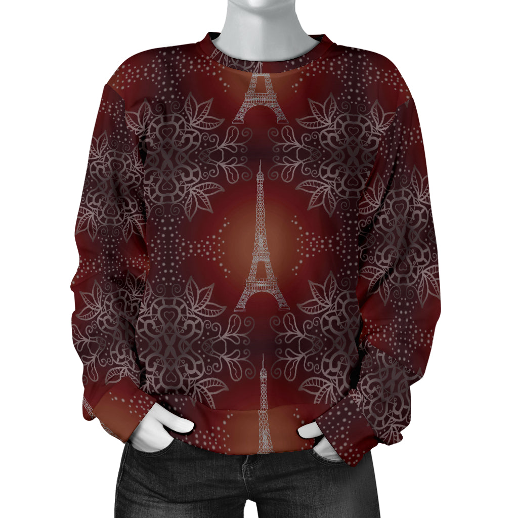Eiffel Tower Drawing Print Women Long Sleeve Sweatshirt