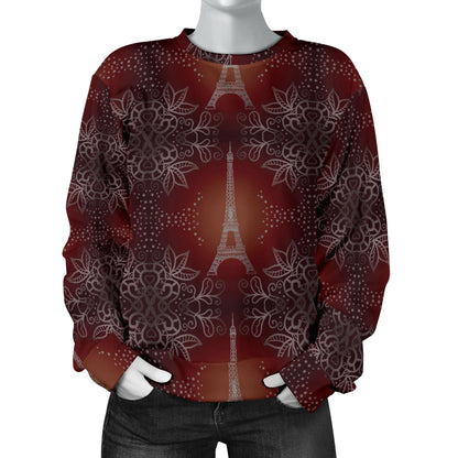 Eiffel Tower Drawing Print Women Long Sleeve Sweatshirt