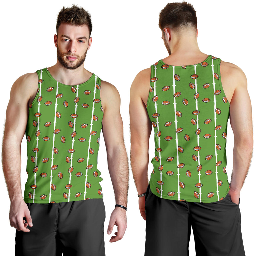 American Football on Field Themed Print Men Tank Top