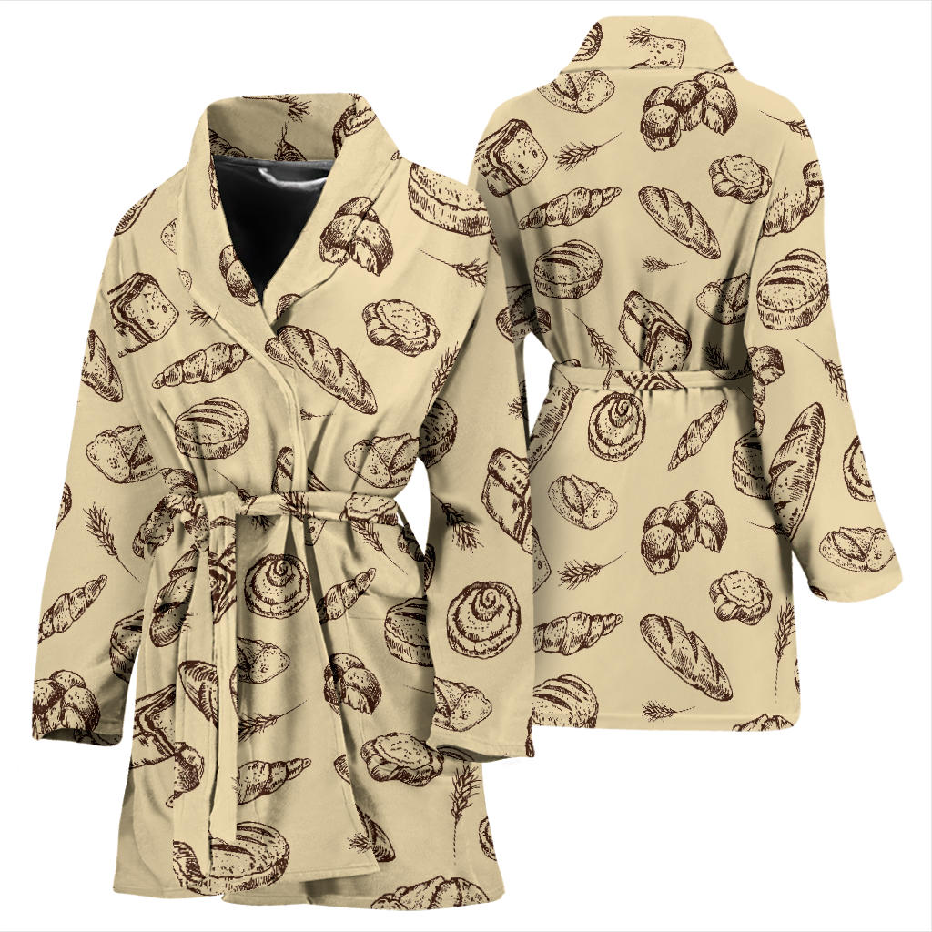 Bread Pattern Print Design 04 Women Bathrobe