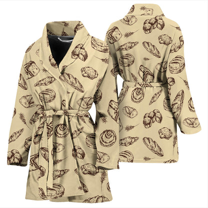 Bread Pattern Print Design 04 Women Bathrobe