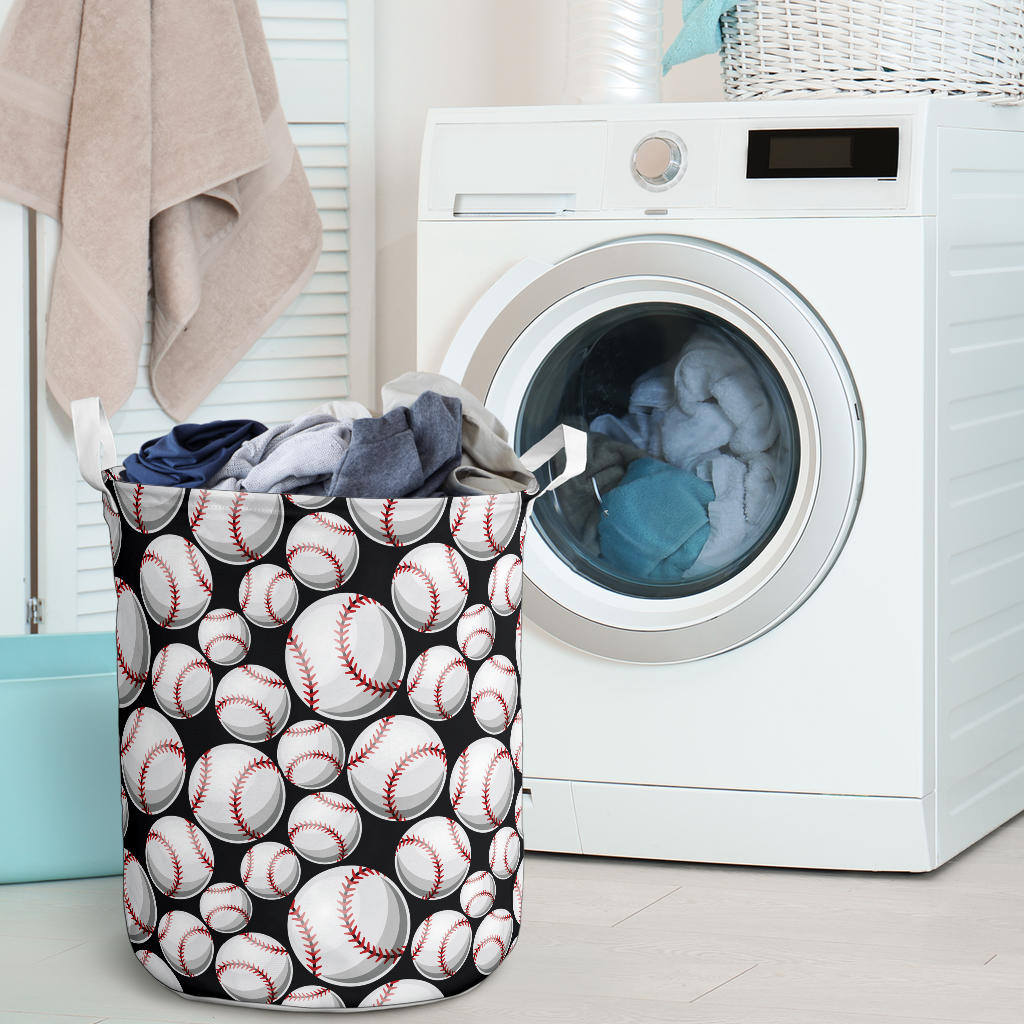 Baseball Black Background Laundry Basket