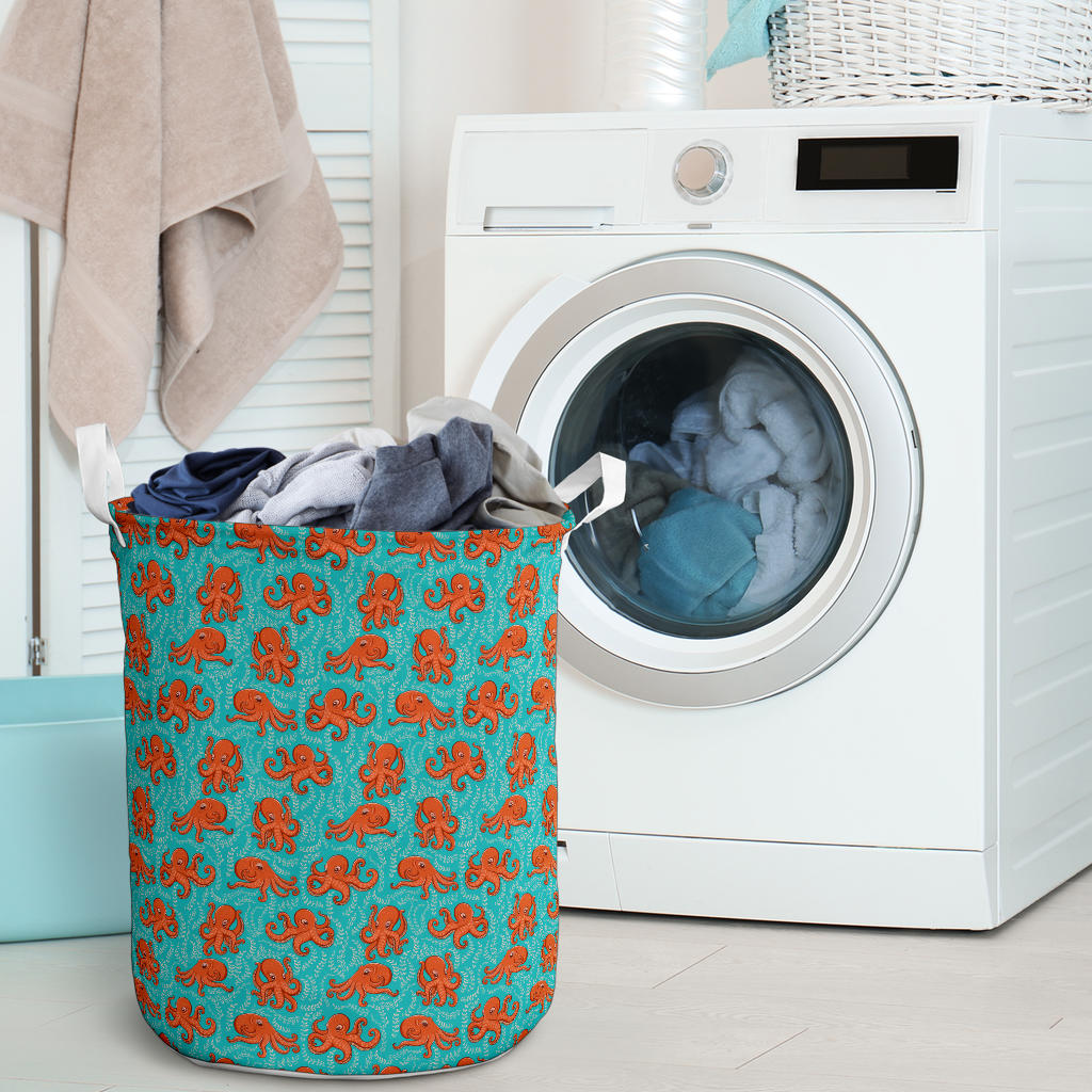 Octopus Cartoon Design Print Themed Laundry Basket