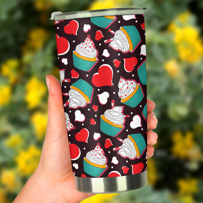 Cupcakes Heart Print Pattern Tumbler