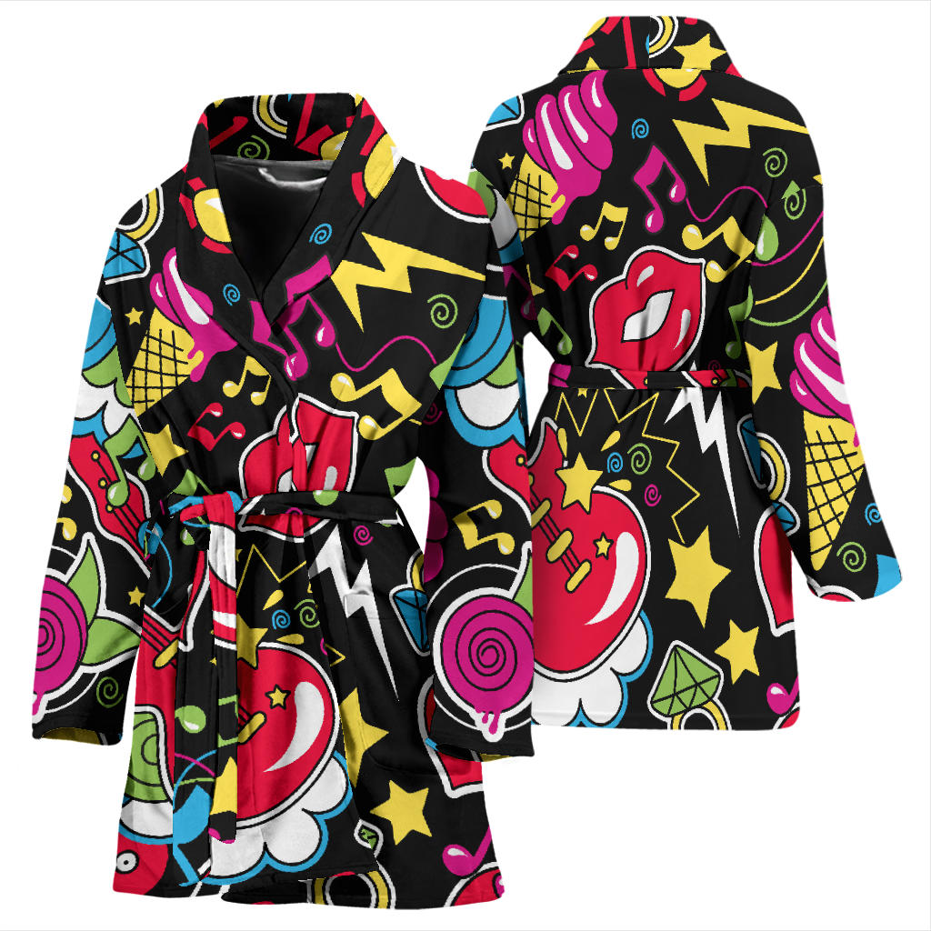 Pop Art Pattern Print Design A04 Women Bathrobe