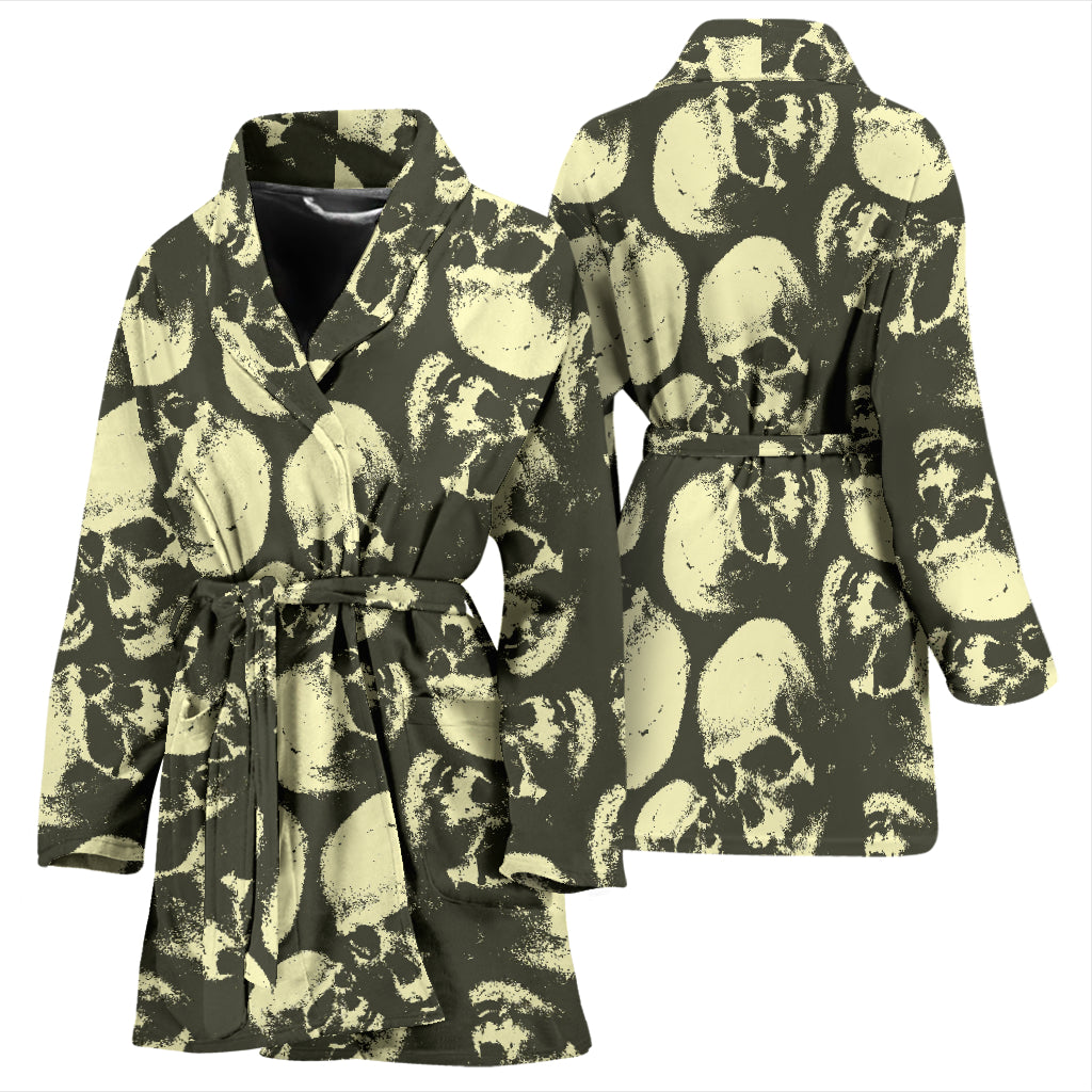 Skull Print Design LKS302 Women Bathrobe