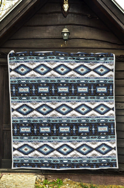 Navajo Dark Blue Print Pattern Quilt Bedspread