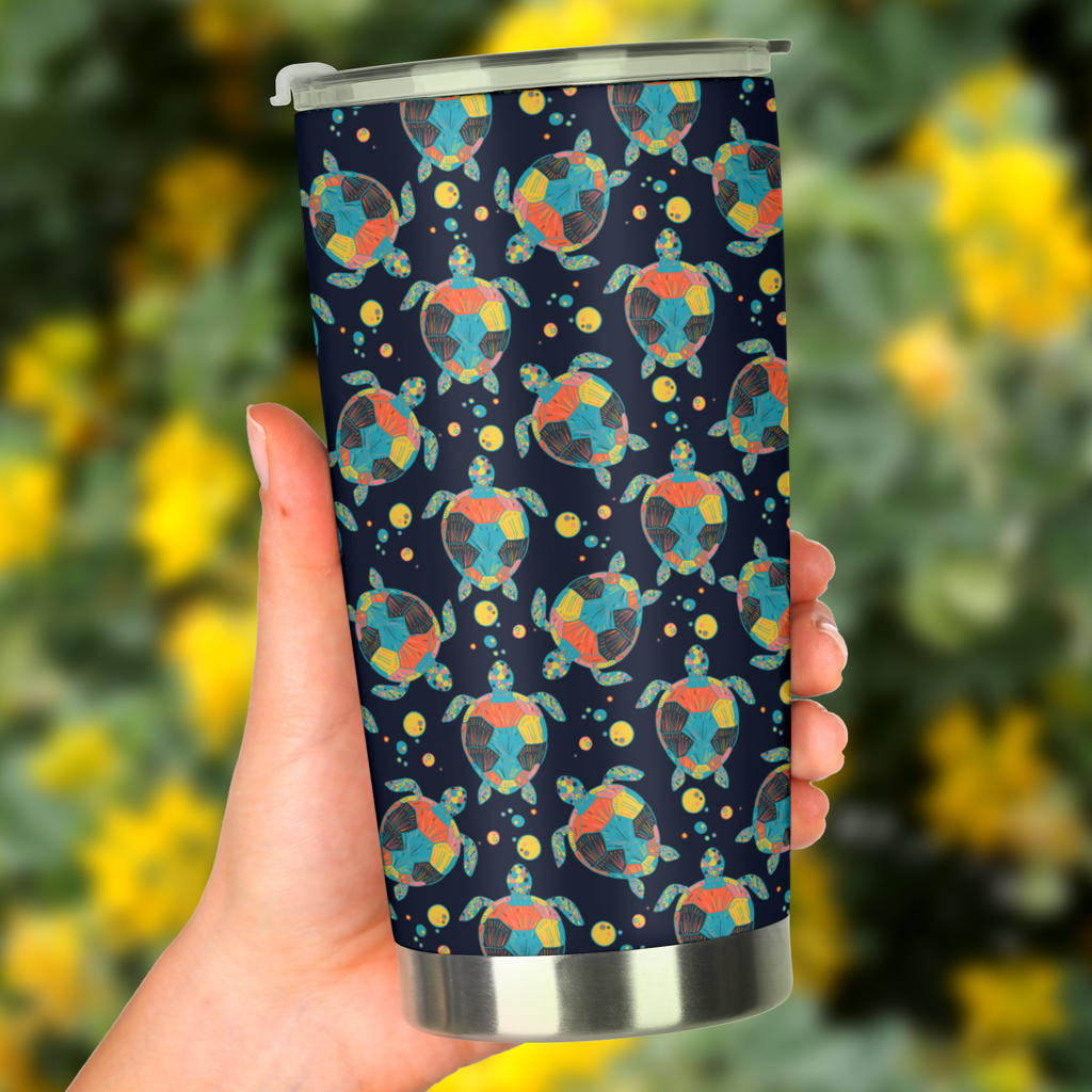 Sea Turtle Colorful with bubble Print Tumbler
