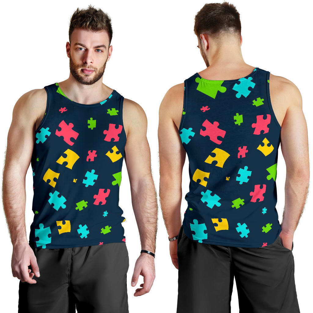 Autism Awareness Colorful Design Print Men Tank Top