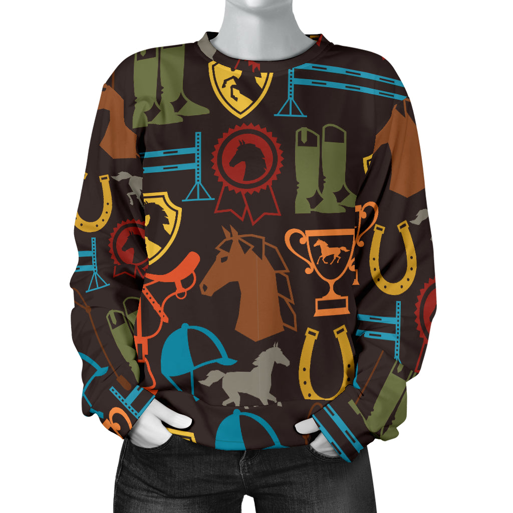 Equestrian Equipment Horse Colorful Women Long Sleeve Sweatshirt