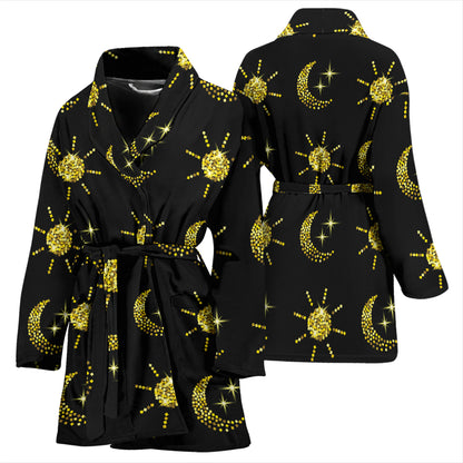 Sun Moon Print Design LKS304 Women Bathrobe