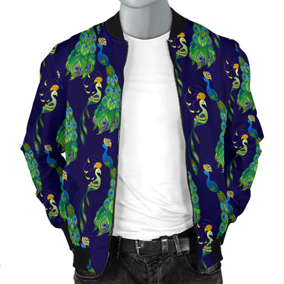 Peacock Art Design Print Men Bomber Jacket