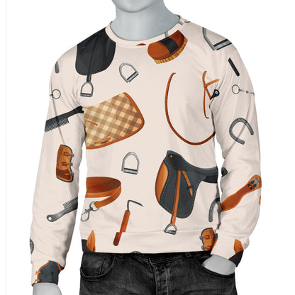Equestrian Equipment Print Pattern Men Long Sleeve Sweatshirt