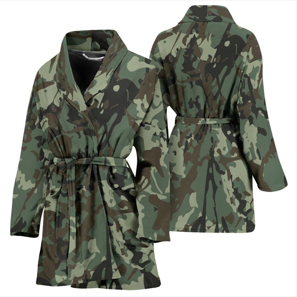 Camouflage Pattern Print Design 06 Women Bathrobe