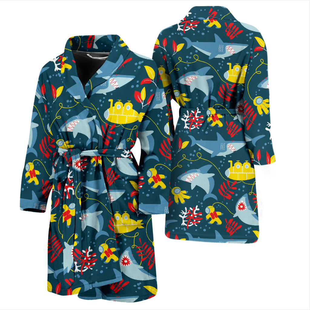 Scuba With Sharks Print Design LKS303 Men Bathrobe