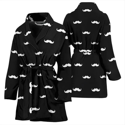 Mustache Pattern Print Design A04 Women Bathrobe