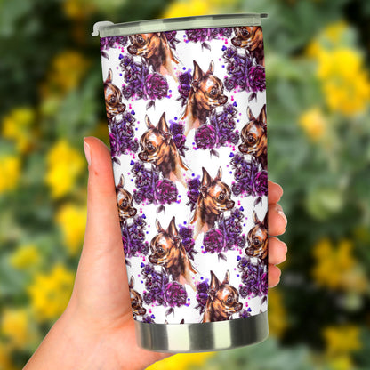 Chihuahua Purple Floral Tumbler