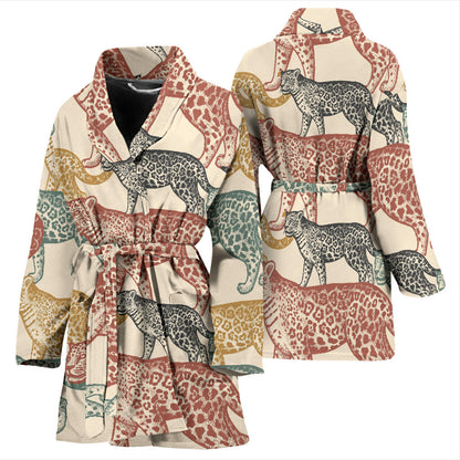 Jaguar Pattern Print Design 01 Women Bathrobe