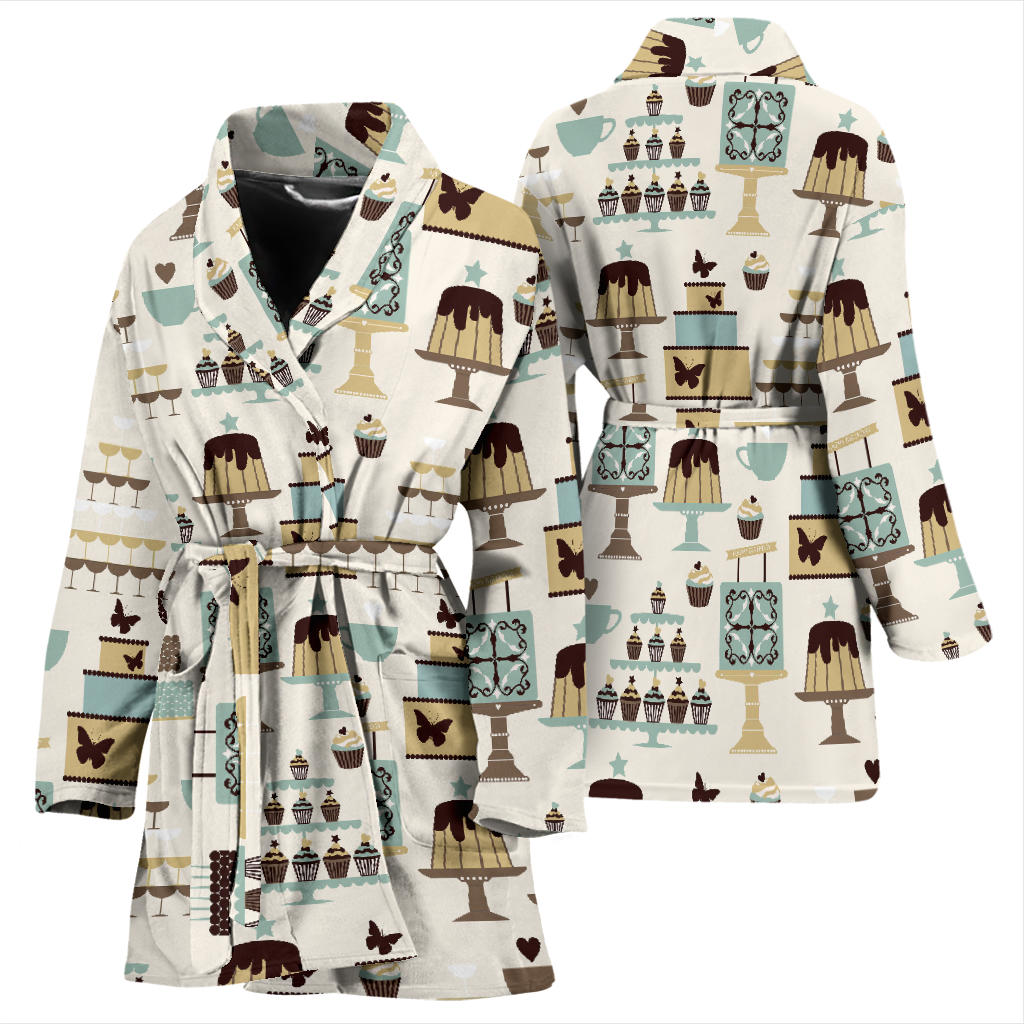 Cake Pattern Print Design 02 Women Bathrobe