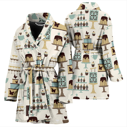 Cake Pattern Print Design 02 Women Bathrobe