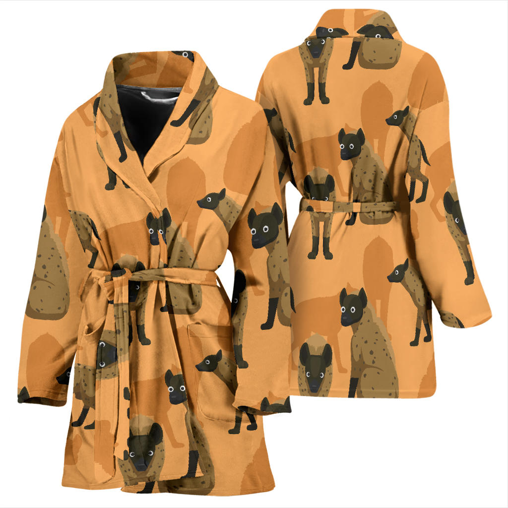 Hyena Pattern Print Design 01 Women Bathrobe