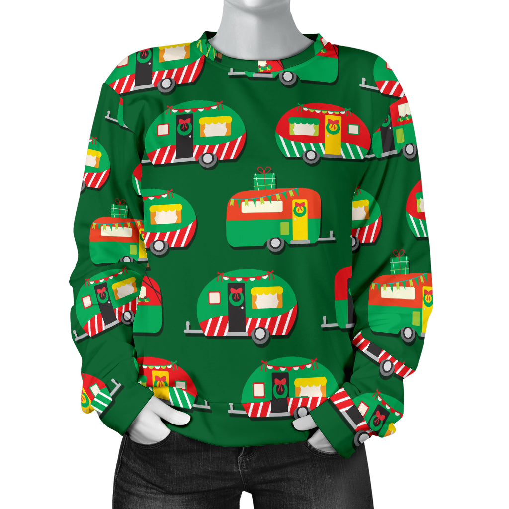 Camper Camping Christmas Themed Print Women Long Sleeve Sweatshirt